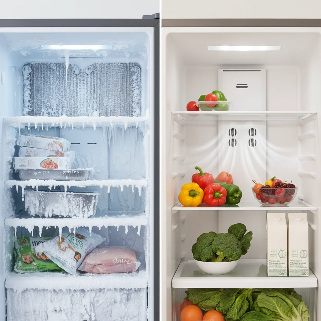 반찬용뒷문쇼케이스견적문의 - 직냉식 vs 간냉식 차이점