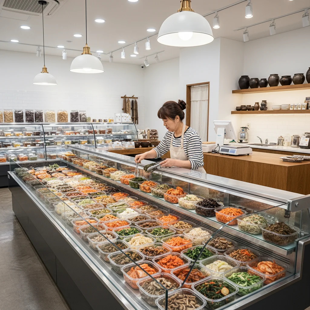 반찬용앞문쇼케이스싼곳 - 반찬가게 쇼케이스 실사용 모습