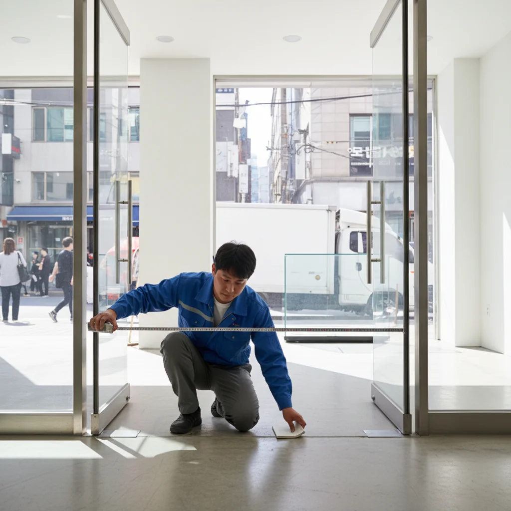 반찬용오픈다단쇼케이스설치 - 설치 전 진입로 사이즈 체크