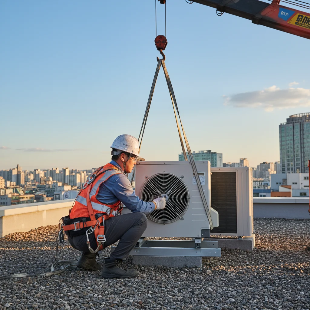 반찬용오픈다단쇼케이스견적 - 실외기 별치형 설치 현장