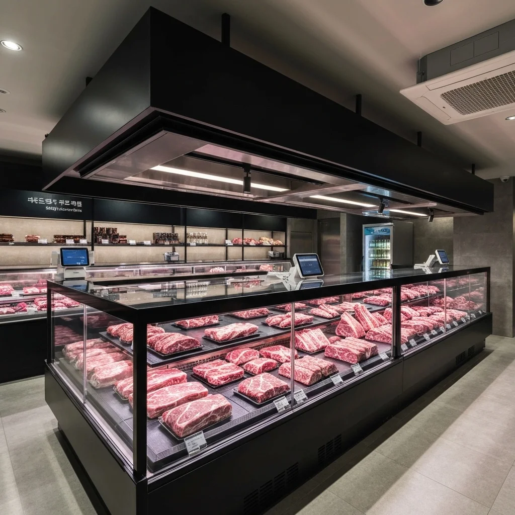 냉장용오픈쇼케이스비용 - 프리미엄 쇼케이스가 설치된 매장 전경