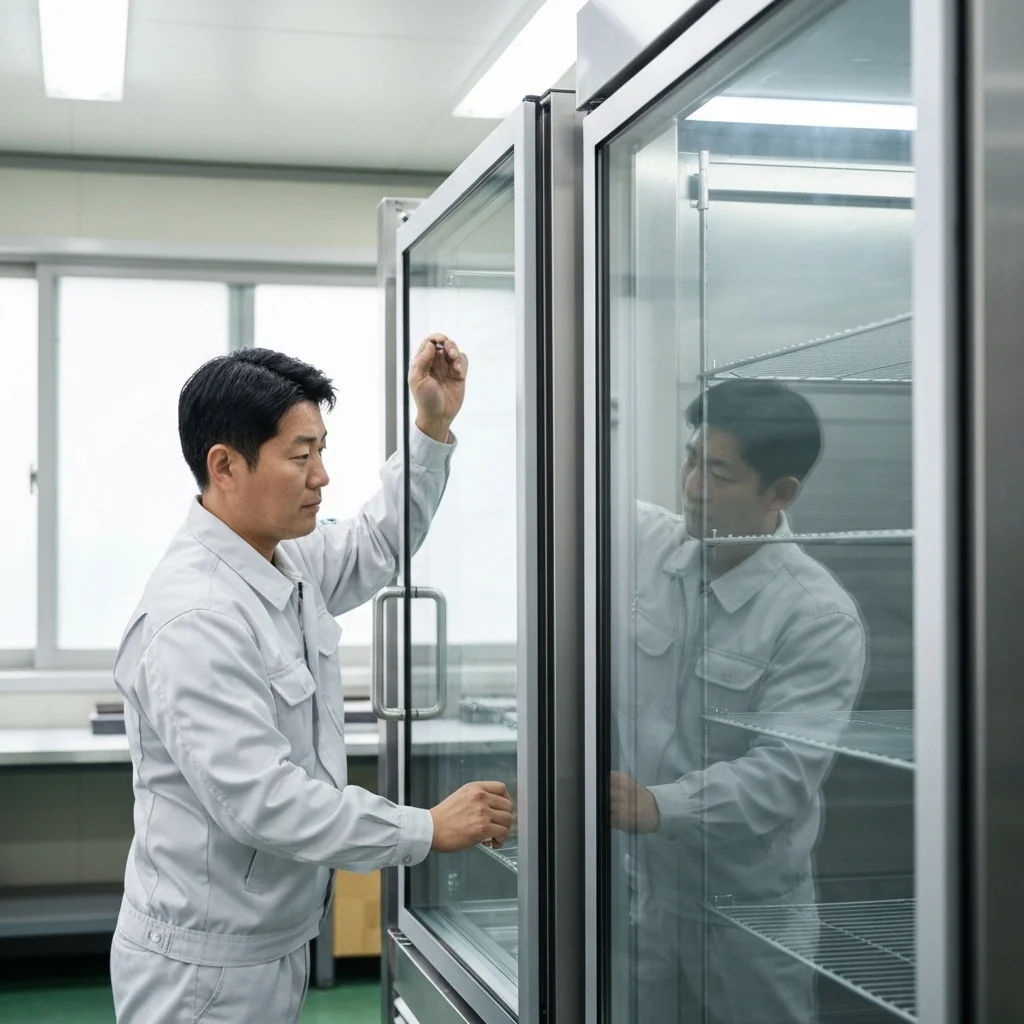 반찬가게LED쇼케이스제품 - 결로_방지_특수_페어_유리_장착_과정