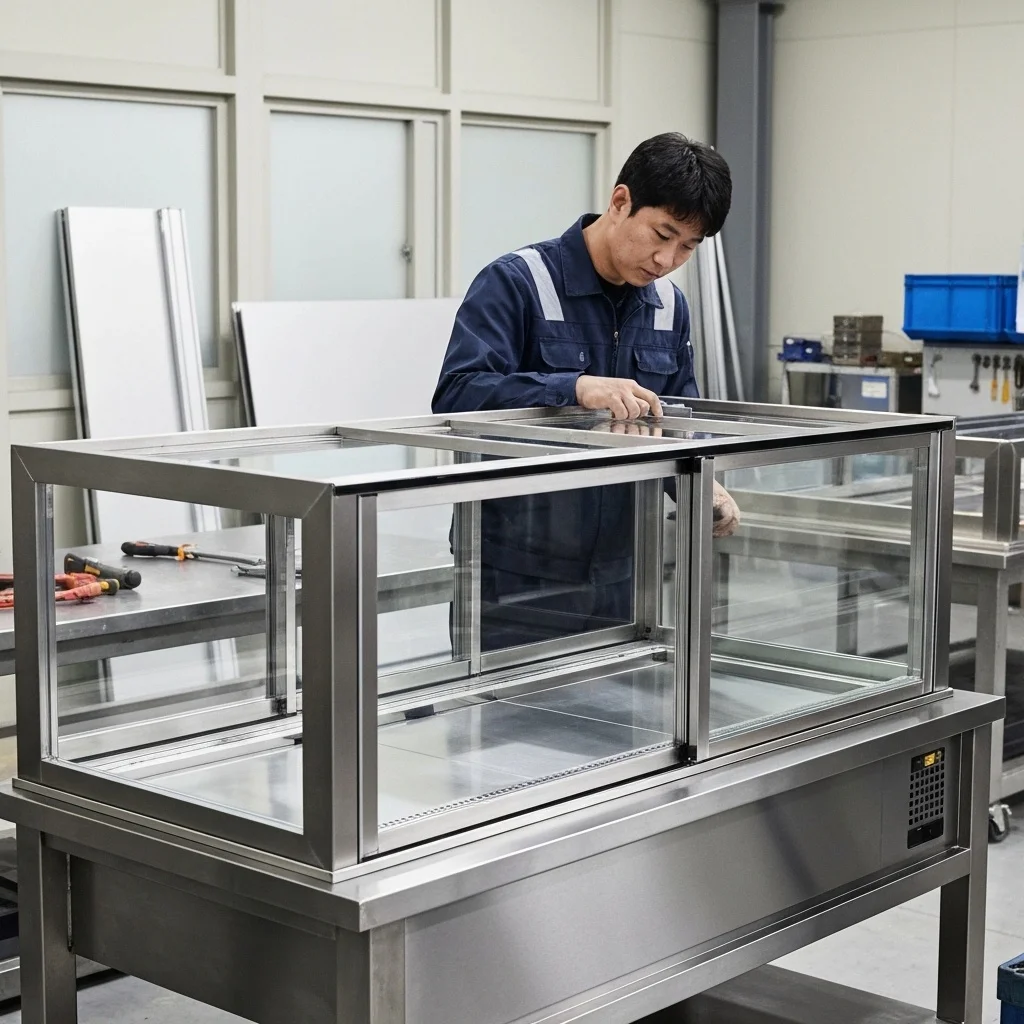 빵집용쇼케이스맞춤제작 - 견고한_스테인리스_프레임_제작