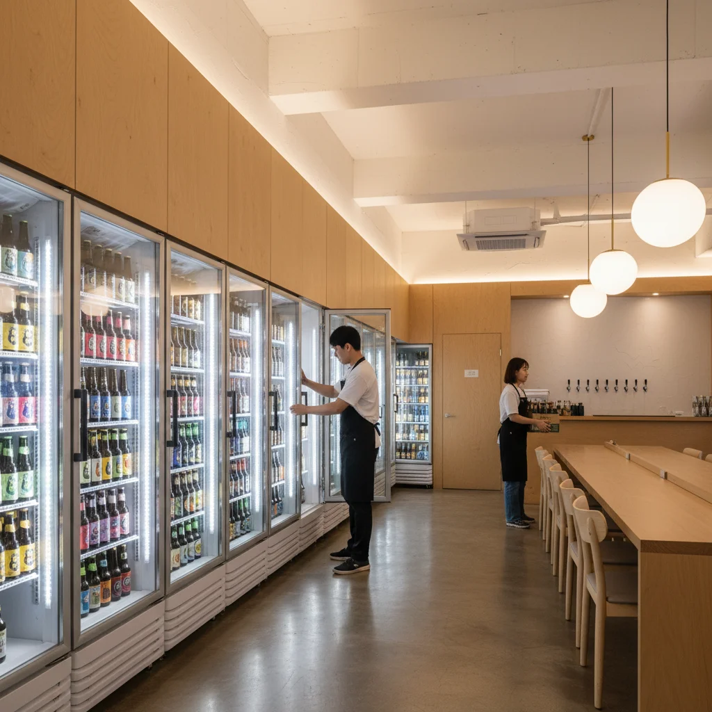맥주보관용냉장고견적문의 - 업소용 맥주 냉장고 배치 사례