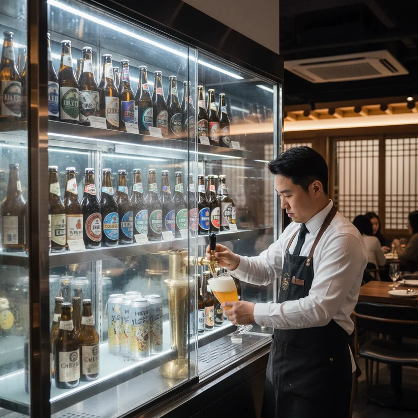 맥주보관용진열장맞춤제작 - 구획별 온도 조절이 가능한 진열장