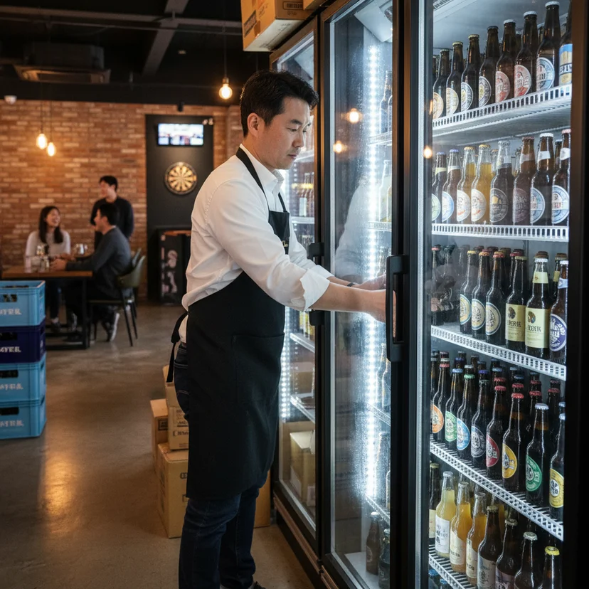 맥주보관용뒷문쇼케이스추천 - 효율적인 선입선출이 가능한 뒷문형 구조