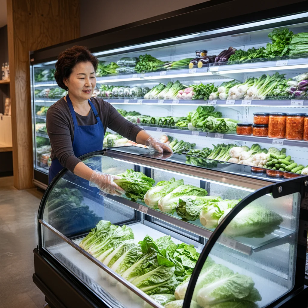 야채용쇼케이스맞춤제작 - 제품의 신선도를 돋보이게 하는 LED 조명 설계