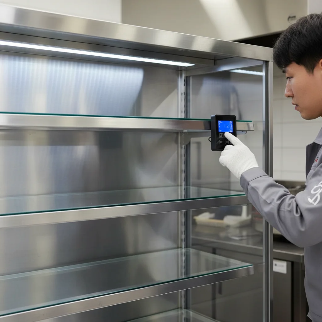 진열용오픈다단쇼케이스제품추천 - 고품질_SUS304_프레임과_LED_시스템