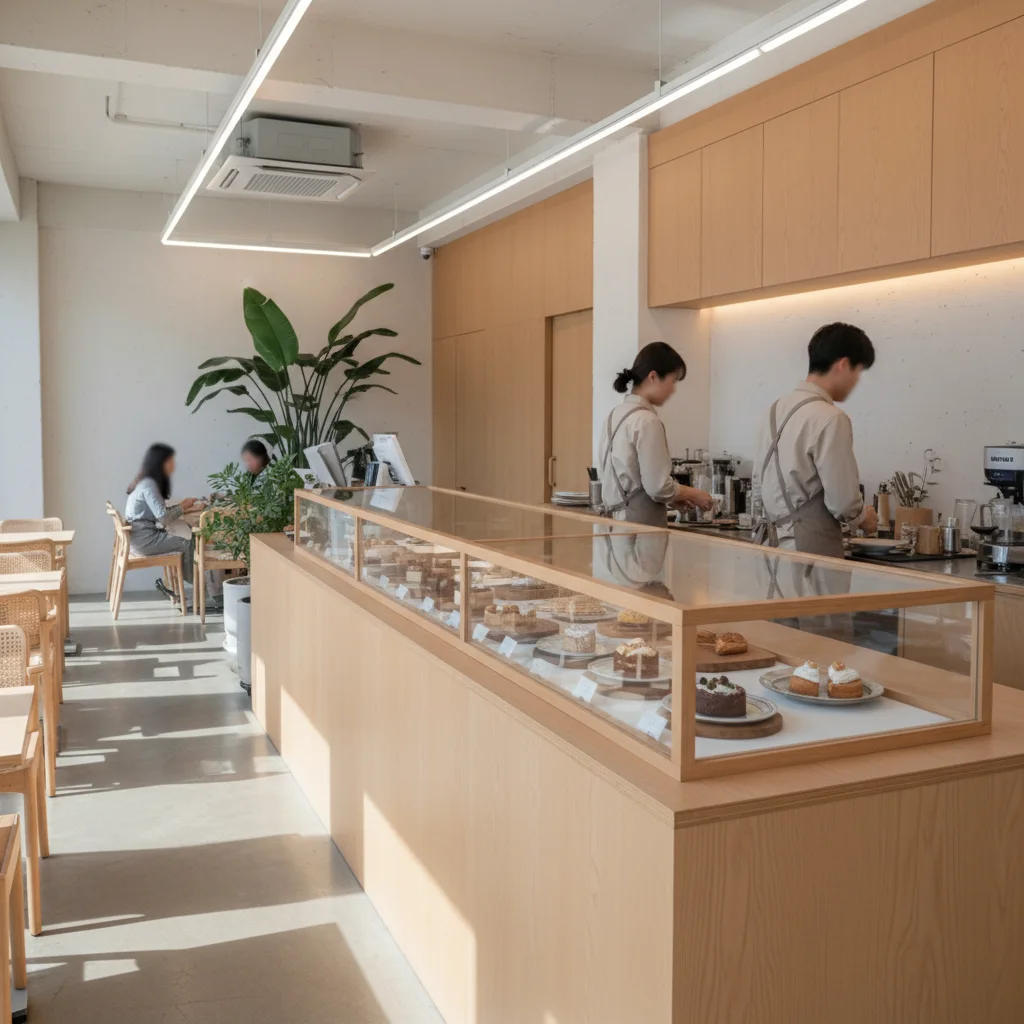 진열용오픈다단쇼케이스제품추천 - 매장_인테리어와_조화를_이루는_빌트인_쇼케이스