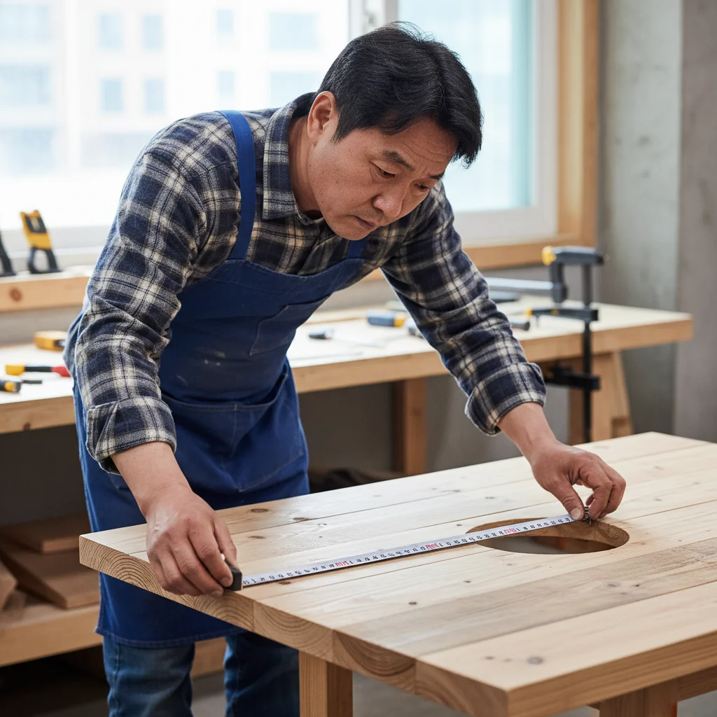 중고로스타 - 테이블 타공 사이즈 정밀 실측