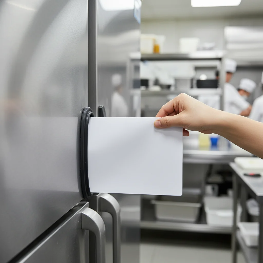 중고영업용냉장고 - 도어 가스켓, 종이 한 장으로 체크