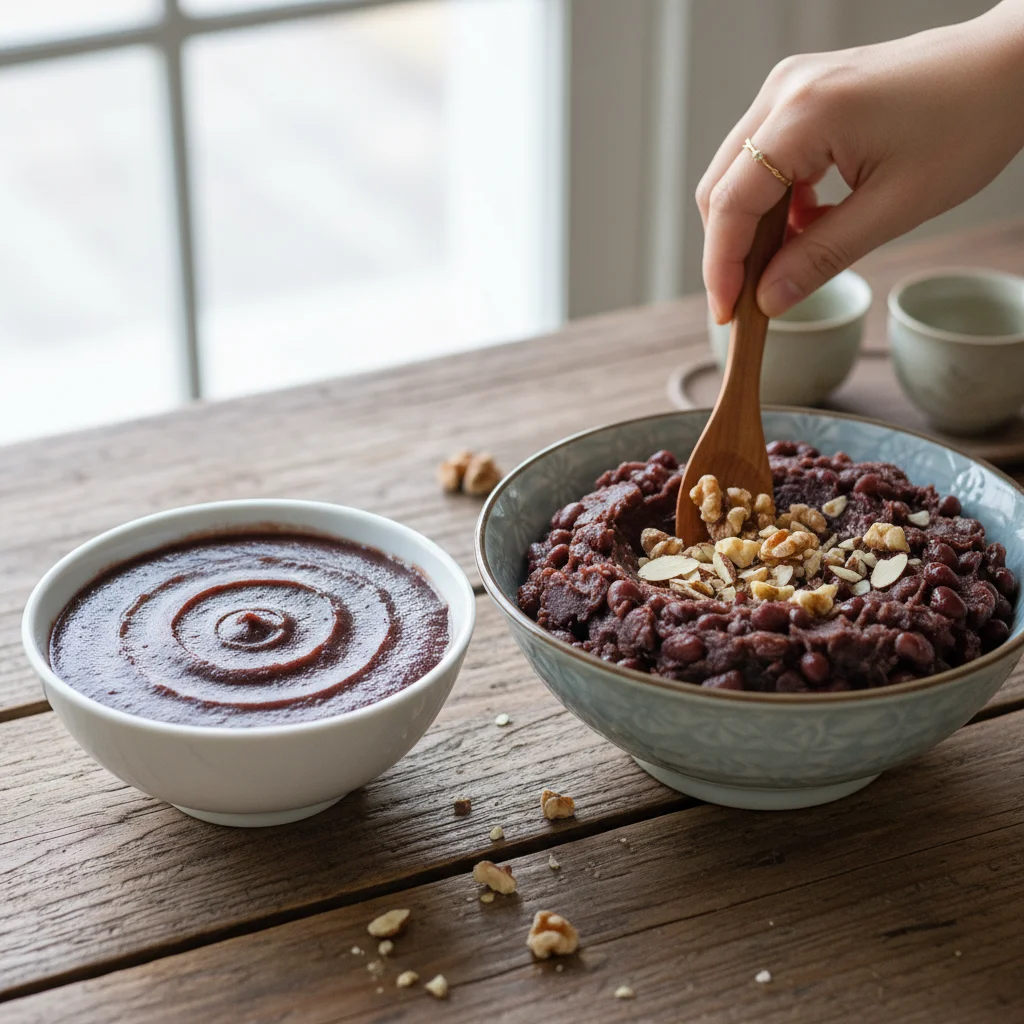 팥빙수만들기 - 시판용 팥, 콩가루와 견과류만 더해도 고급 수제 팥처럼 변신해요.