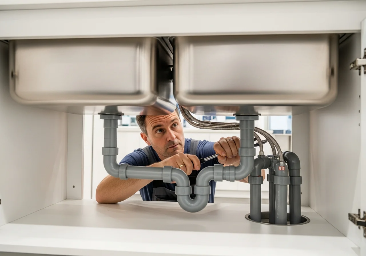 2조싱크대 설치는 배관 작업이 핵심입니다