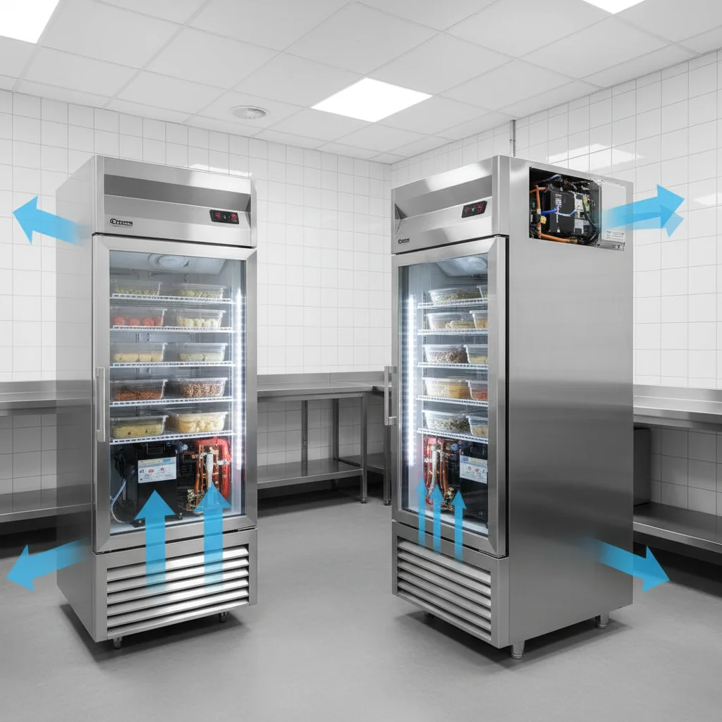 업소반찬냉장고 - 컴프레셔 위치, 주방 온도를 바꿉니다