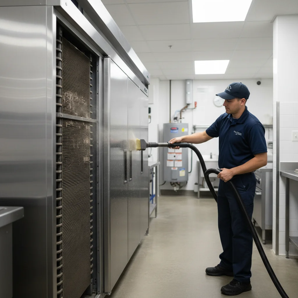 업소용주류쇼케이스 - 응축기 먼지 청소는 전기세 절감과 수명 연장의 핵심 비결입니다.