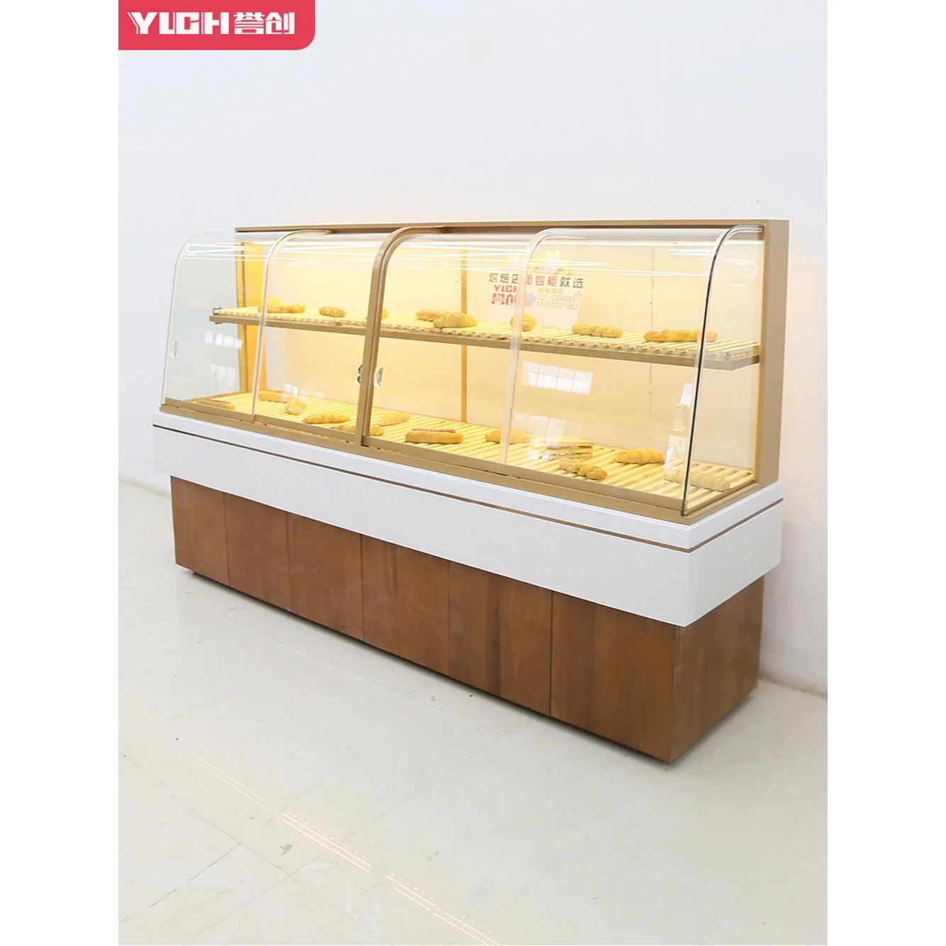 정육점용오픈다단쇼케이스제품 - 각도 조절 선반과 LED 조명