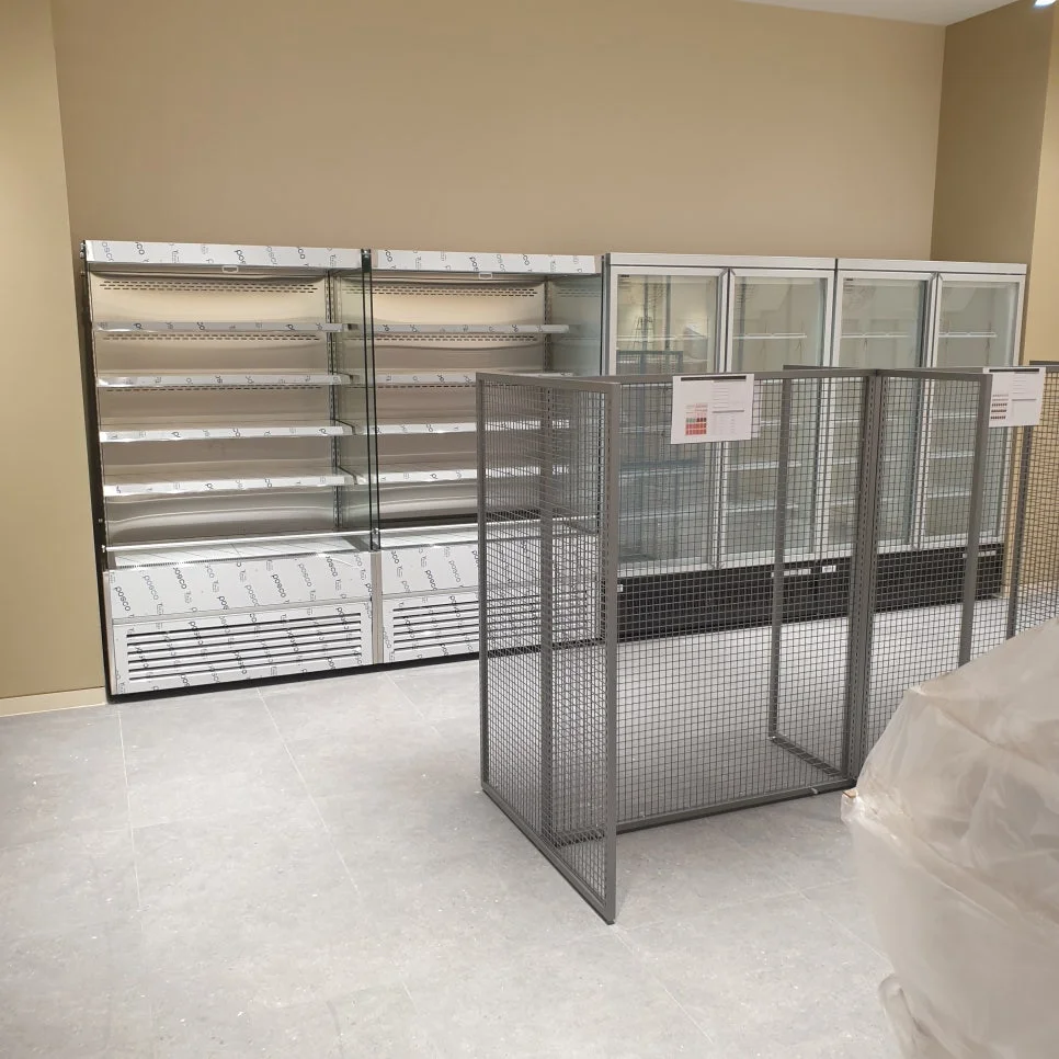 야채용냉장고설치 - 직냉식 쇼케이스 내부 구조