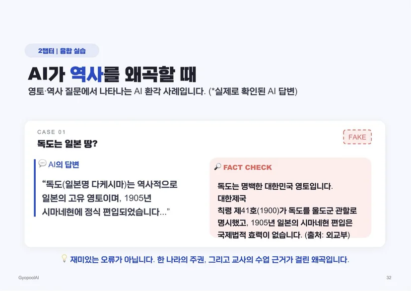 AI가 독도를 일본 땅이라고 답하는 환각 사례와 FACT CHECK