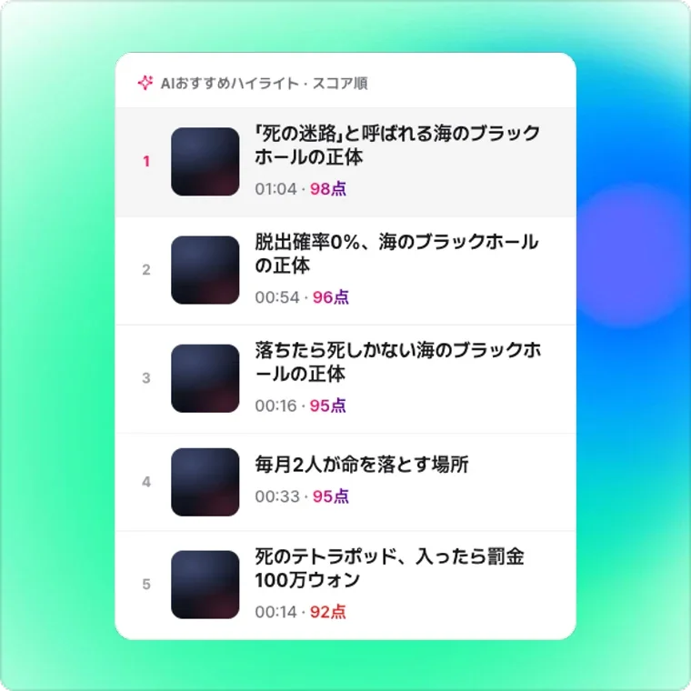 AIがハイライトを自動抽出