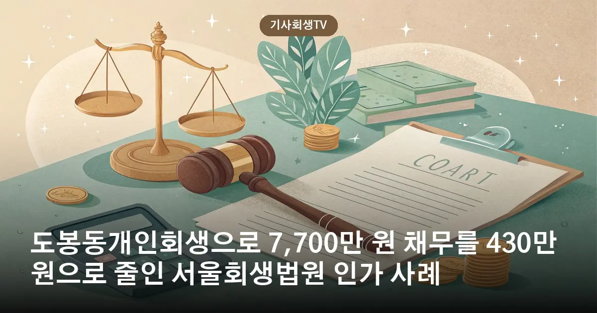 도봉동개인회생으로 7,700만 원 채무를 430만 원으로 줄인 서울회생법원 인가 사례