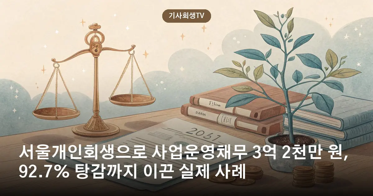 서울개인회생으로 사업운영채무 3억 2천만 원, 92.7% 탕감까지 이끈 실제 사례