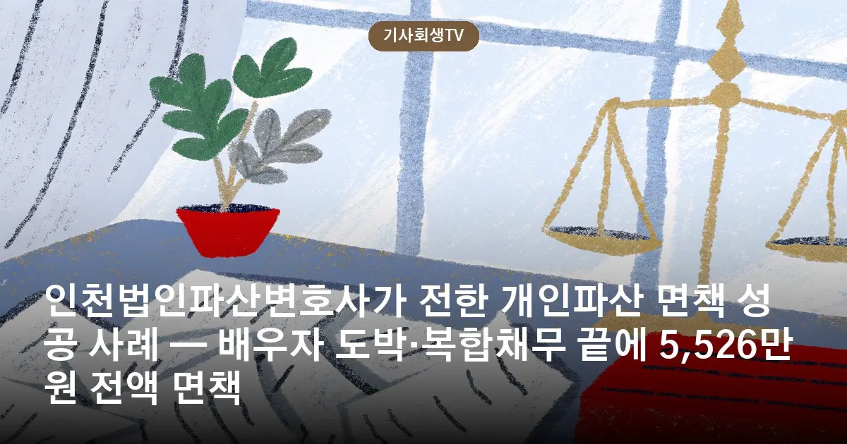 인천법인파산변호사가 전한 개인파산 면책 성공 사례 — 배우자 도박·복합채무 끝에 5,526만 원 전액 면책