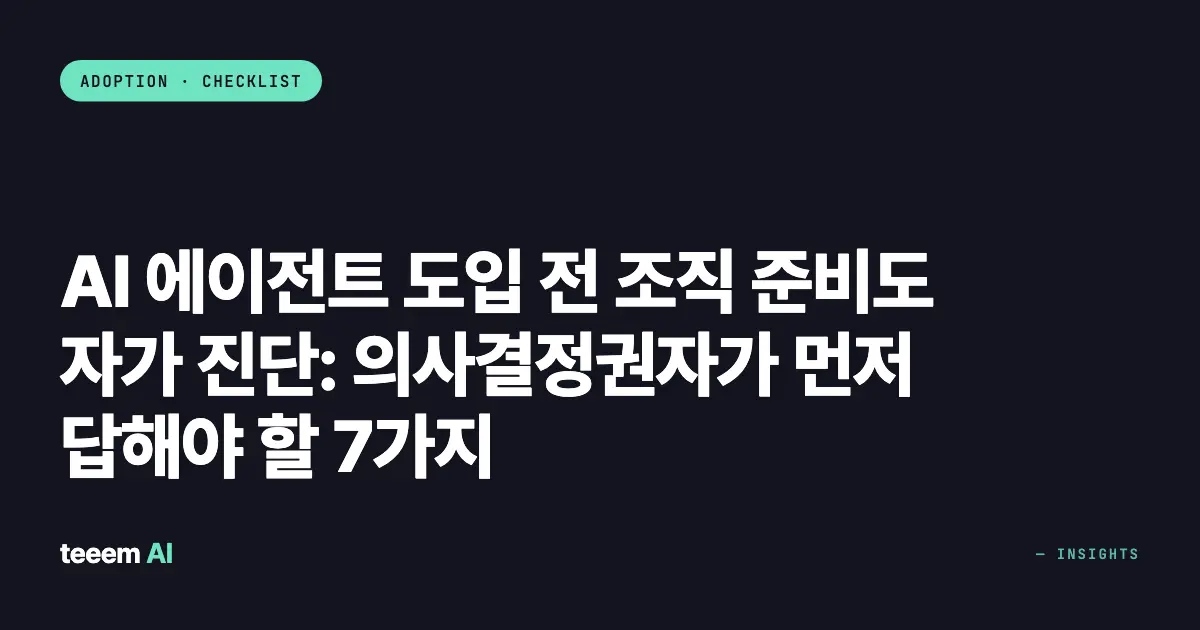 AI 에이전트 도입 전 조직 준비도 자가 진단: 의사결정권자가 먼저 답해야 할 7가지