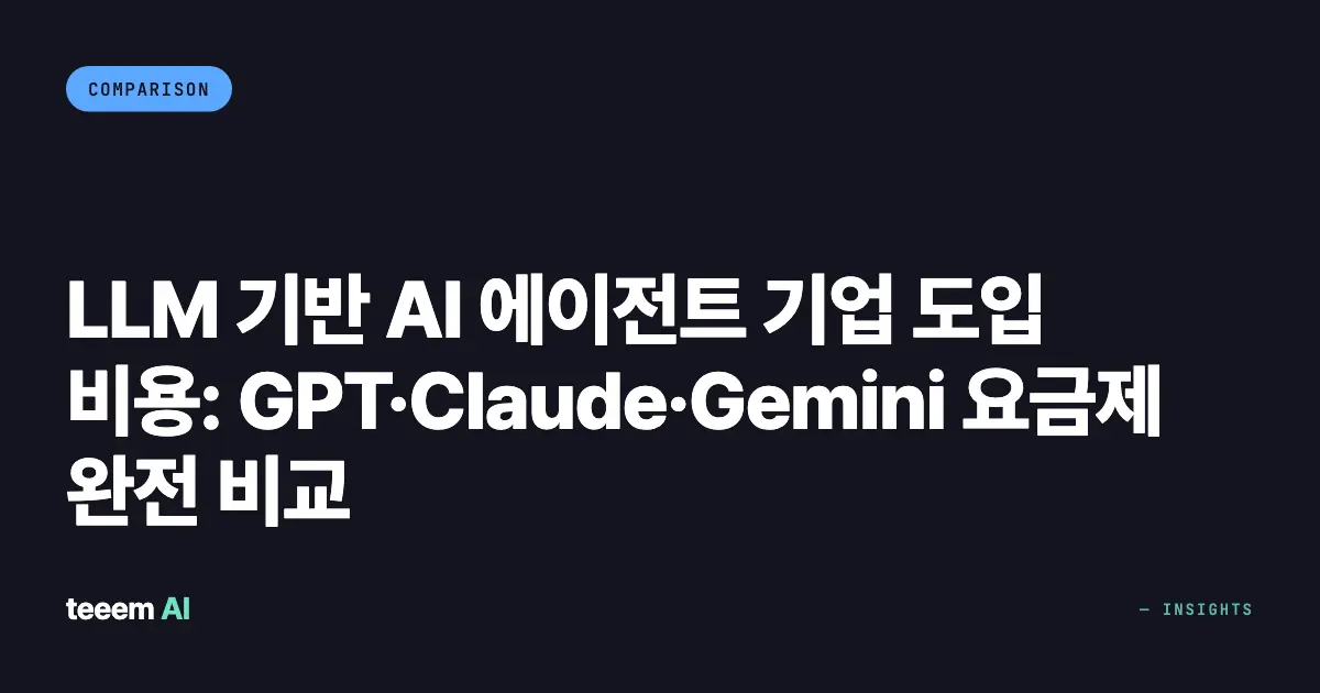 LLM 기반 AI 에이전트 기업 도입 비용: GPT·Claude·Gemini 요금제 완전 비교