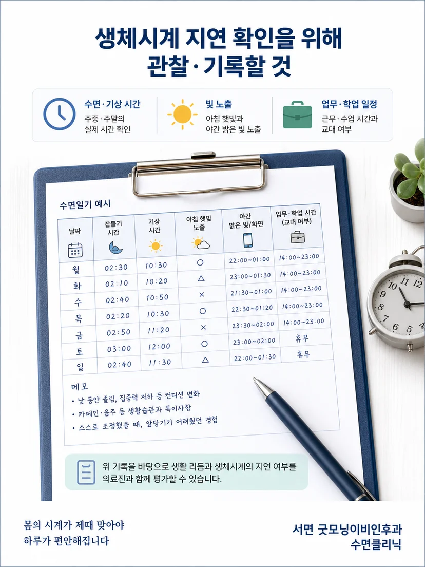 수면일기와 근무시간을 이용한 지연성 수면 위상 평가 과정