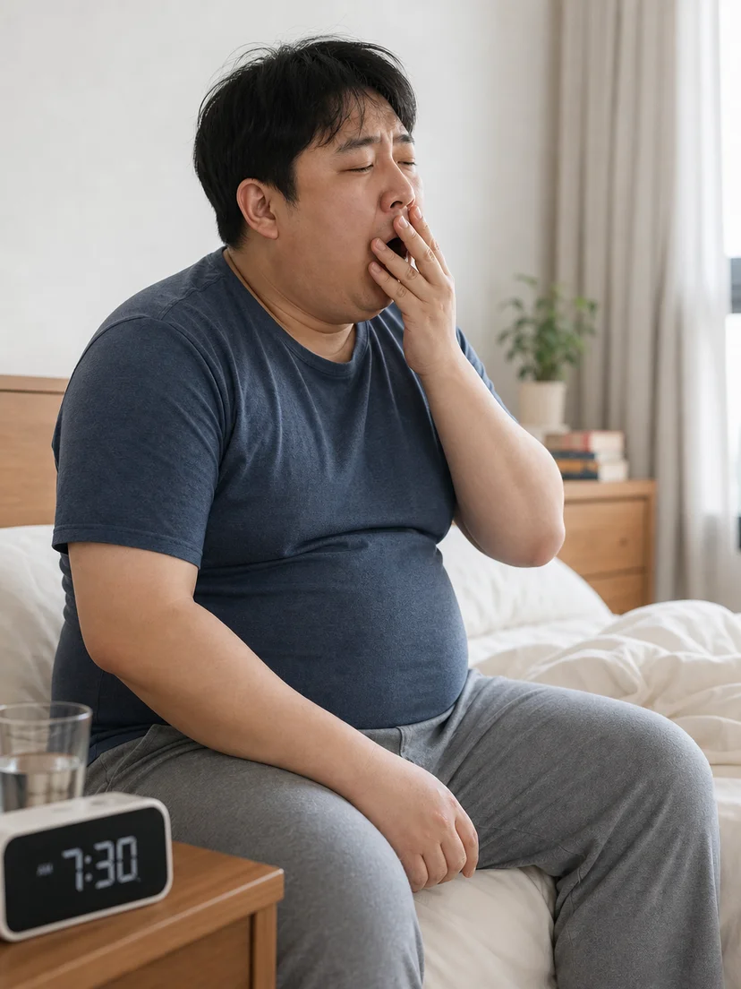 체중 변화 시점과 코골이 발생 양상을 함께 관찰하는 모습