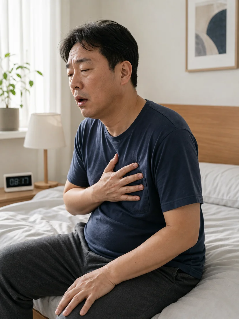 수면 중 호흡 문제를 의심할 수 있는 환자 상황 설명