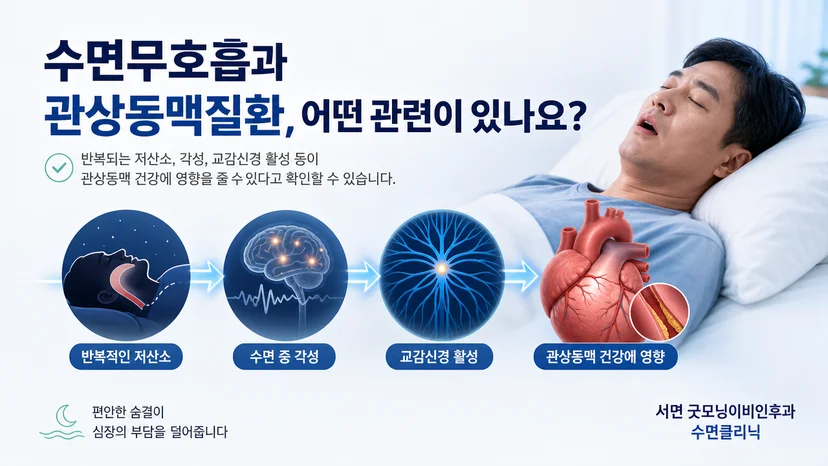 수면무호흡과 관상동맥질환의 연관성을 설명하는 핵심 그림