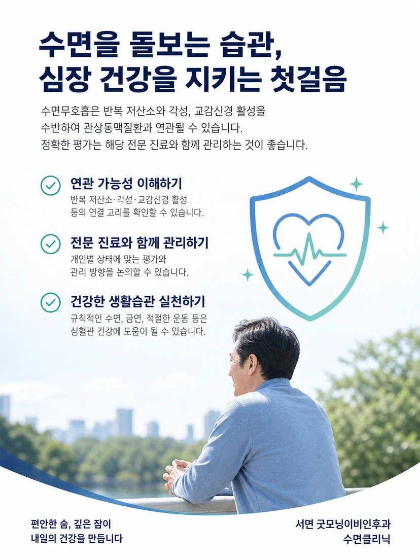 수면호흡 평가와 관상동맥질환 병행 관리의 실천 요약 그림