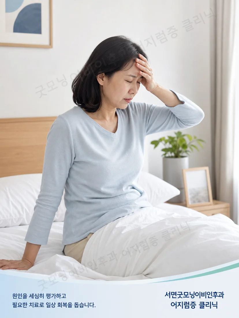 침대에서 고개를 좌우로 돌릴 때 나타나는 자세성 어지럼 상황