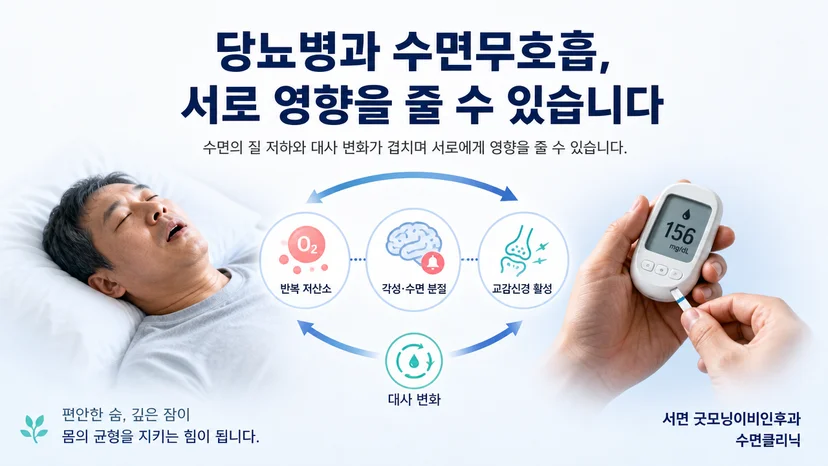 당뇨병과 수면무호흡의 연관성을 설명하는 대표 이미지