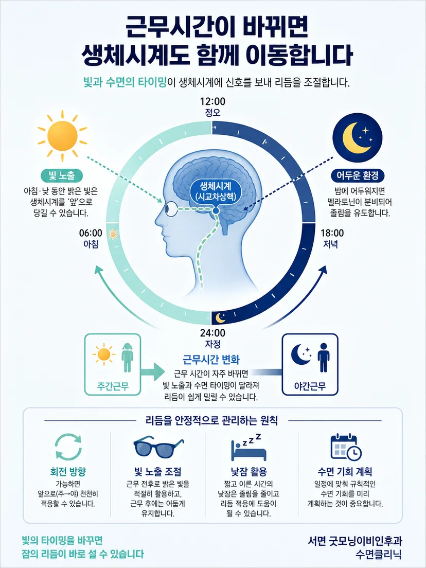 햇빛과 어두운 환경이 생체시계에 전달되는 과정