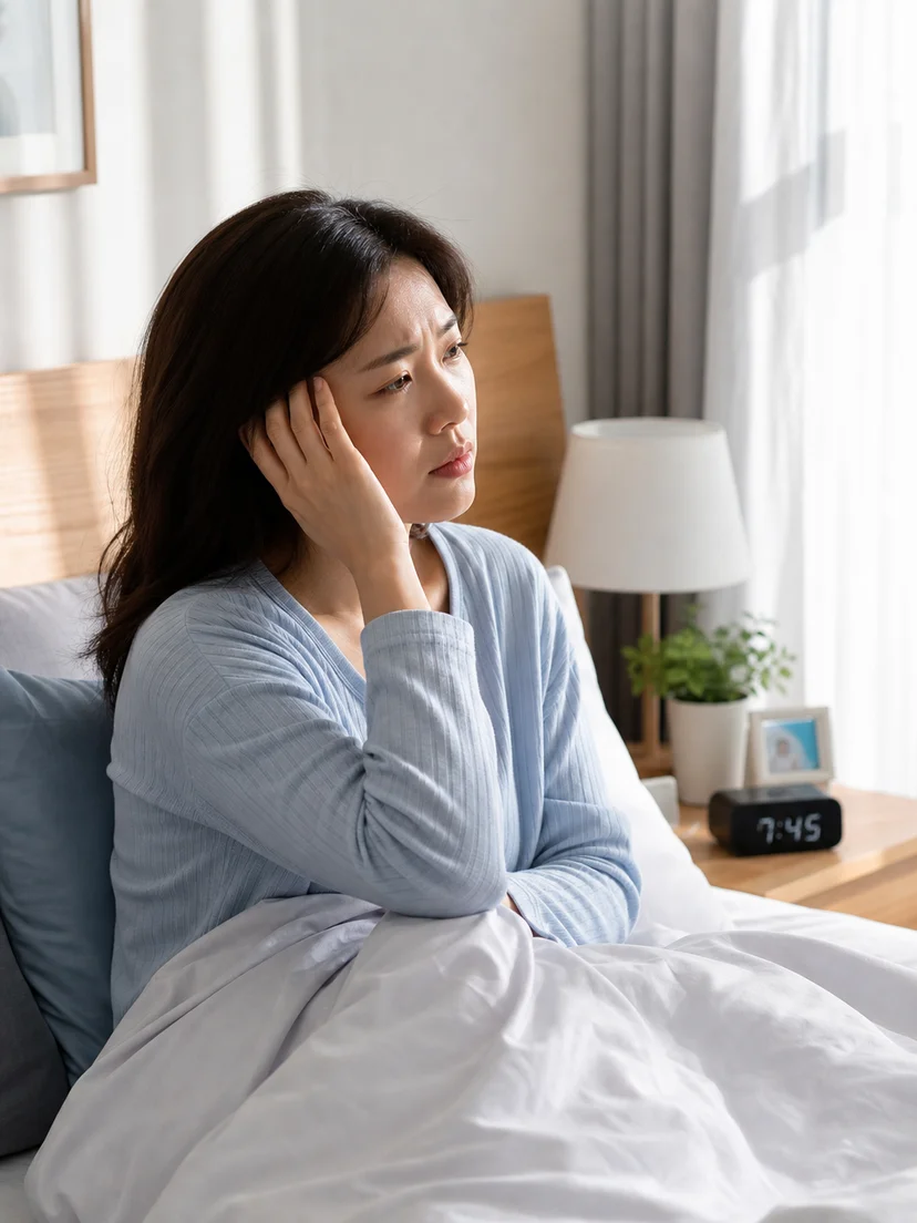 안전한 침실에서 보호자가 야간 행동의 시간과 반응을 살펴보는 모습