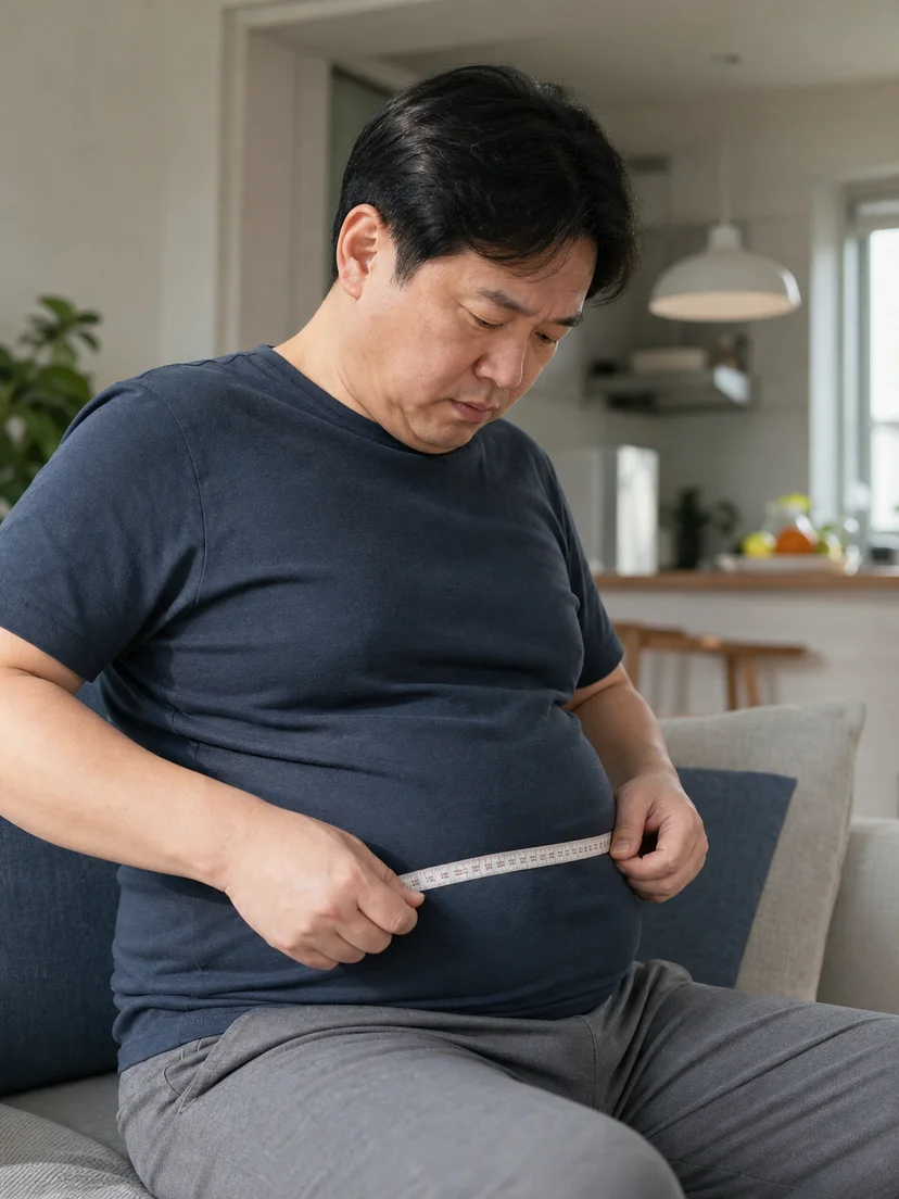 복부비만과 혈압 혈당 및 수면 증상을 함께 확인하는 상황