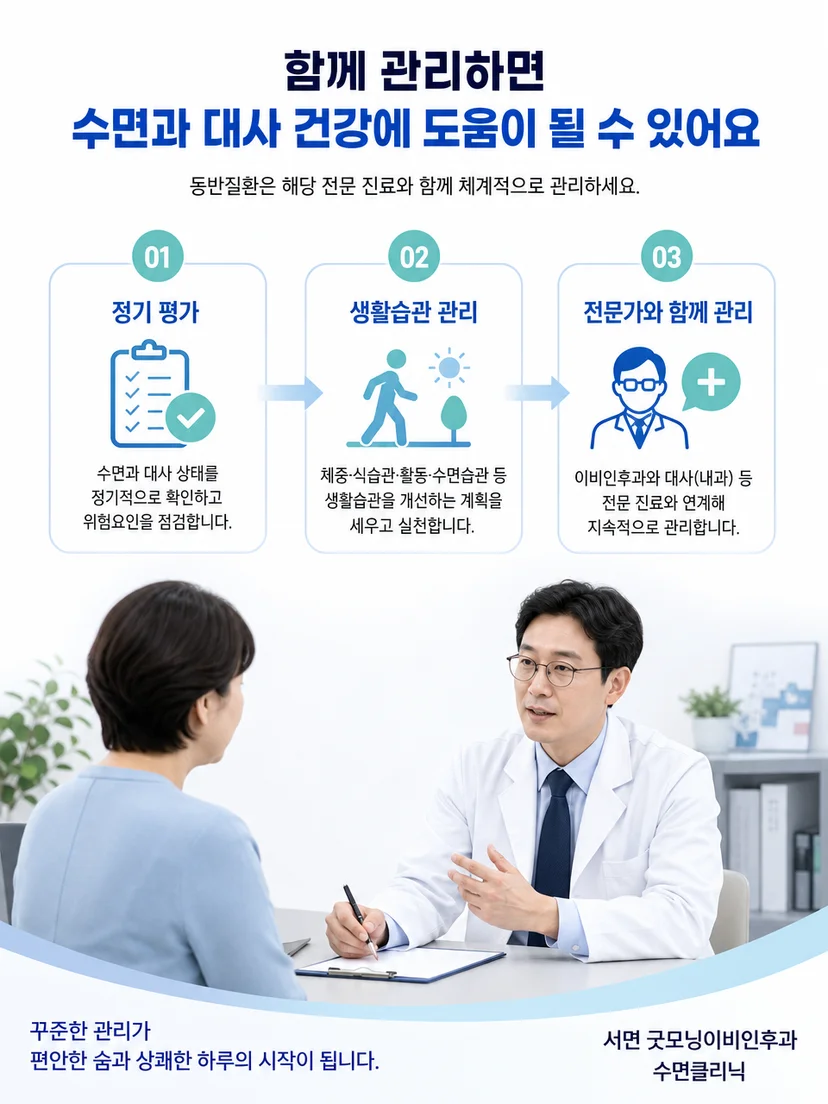 수면호흡과 복부비만 혈압 혈당을 함께 관리하는 과정