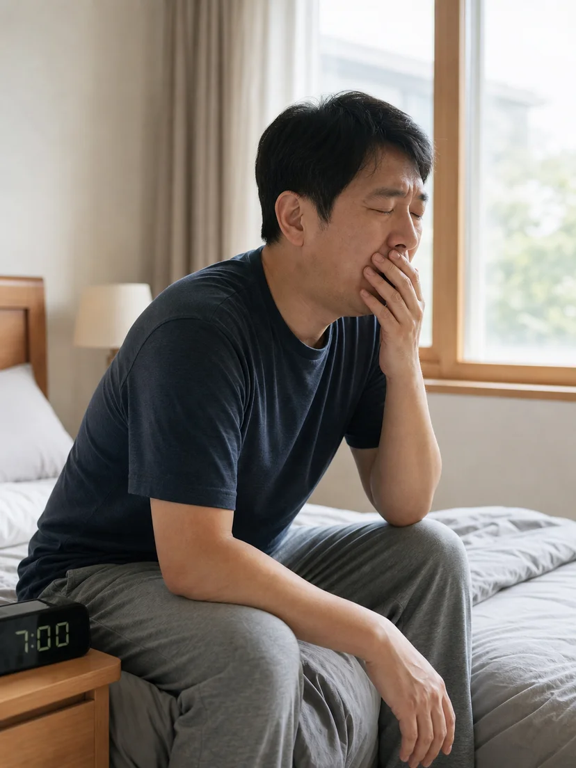 수면 중 호흡 문제와 양압기 치료를 고민하는 환자 상황