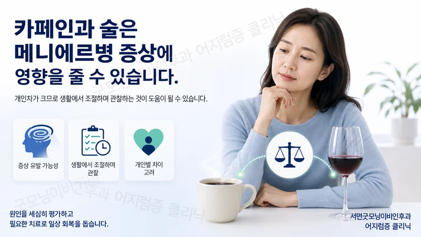 카페인과 음주 섭취에 따른 메니에르병 증상 변화를 기록하는 핵심 안내