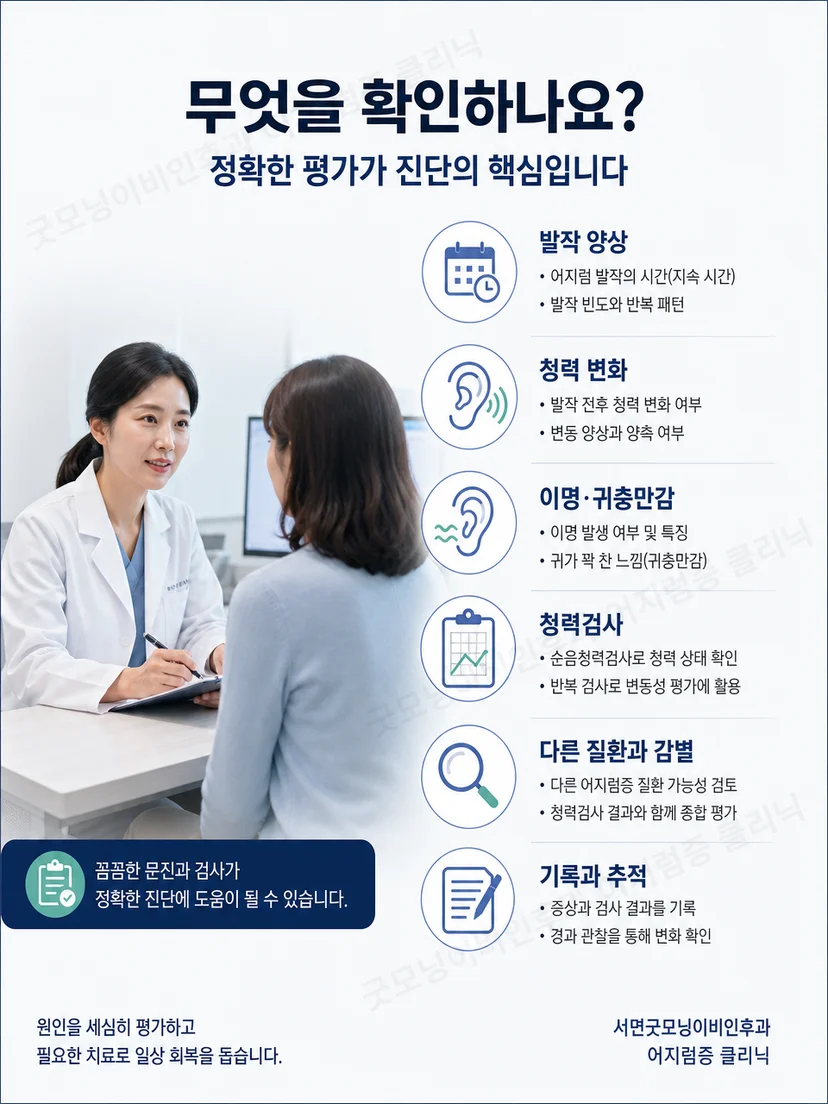 메니에르병 진단을 위한 문진과 청력검사 과정
