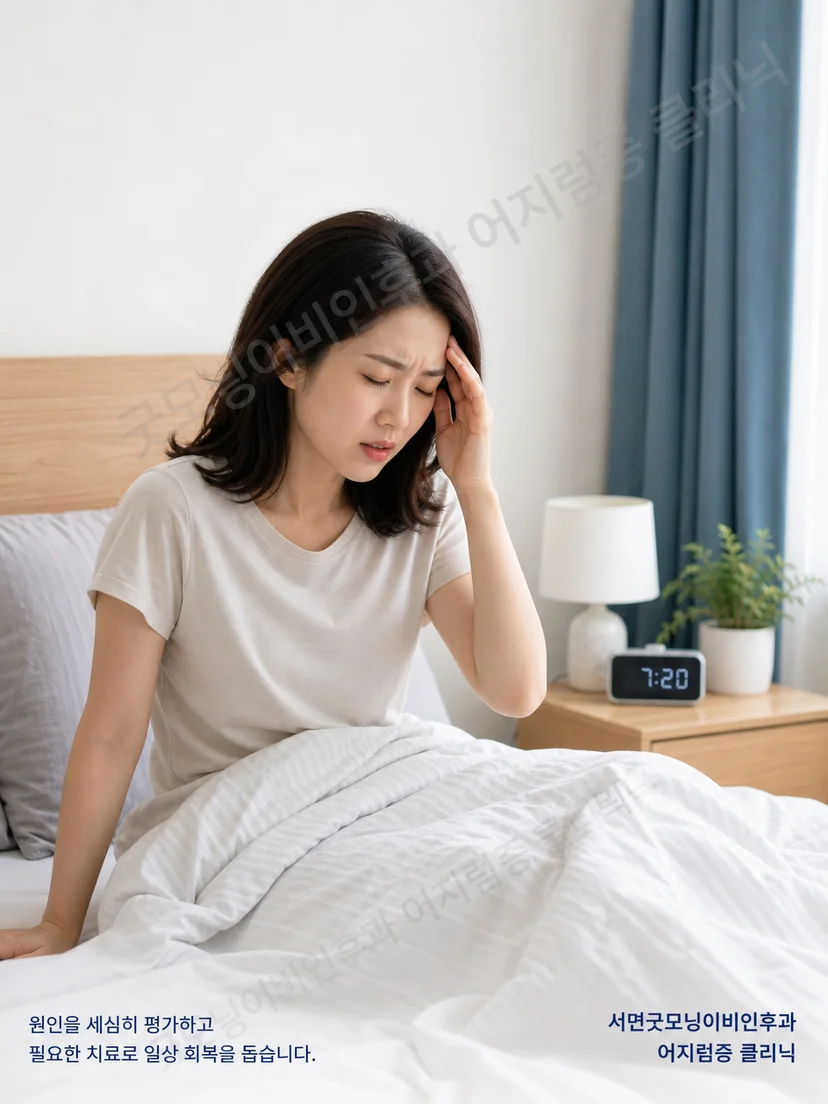 눕기와 돌아눕기에서 발생하는 후반고리관형 이석증 증상 상황