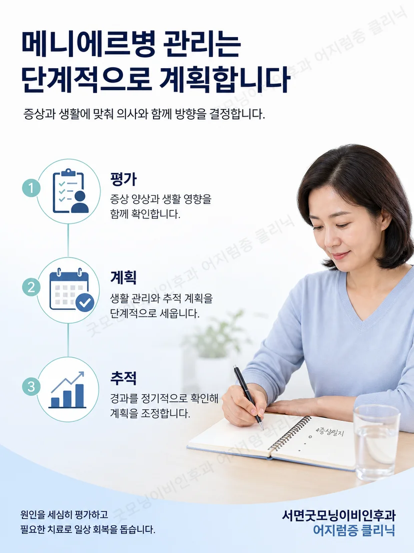 메니에르병의 생활 관리와 청력 추적을 단계적으로 적용하는 과정