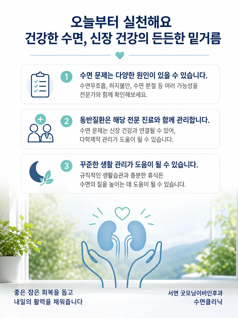 수면 증상을 기록하고 원인별 평가를 준비하는 실천 요약
