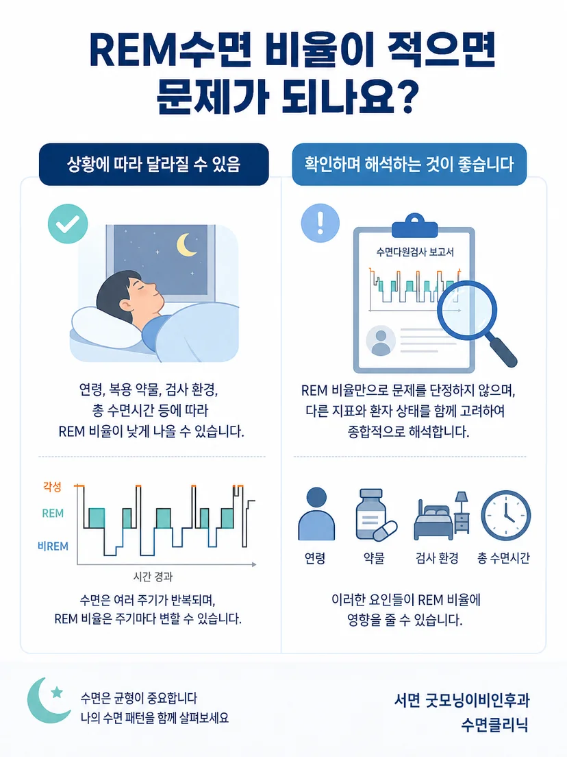 REM수면 비율 하나만으로 진단하지 않는 판독 원칙 이미지