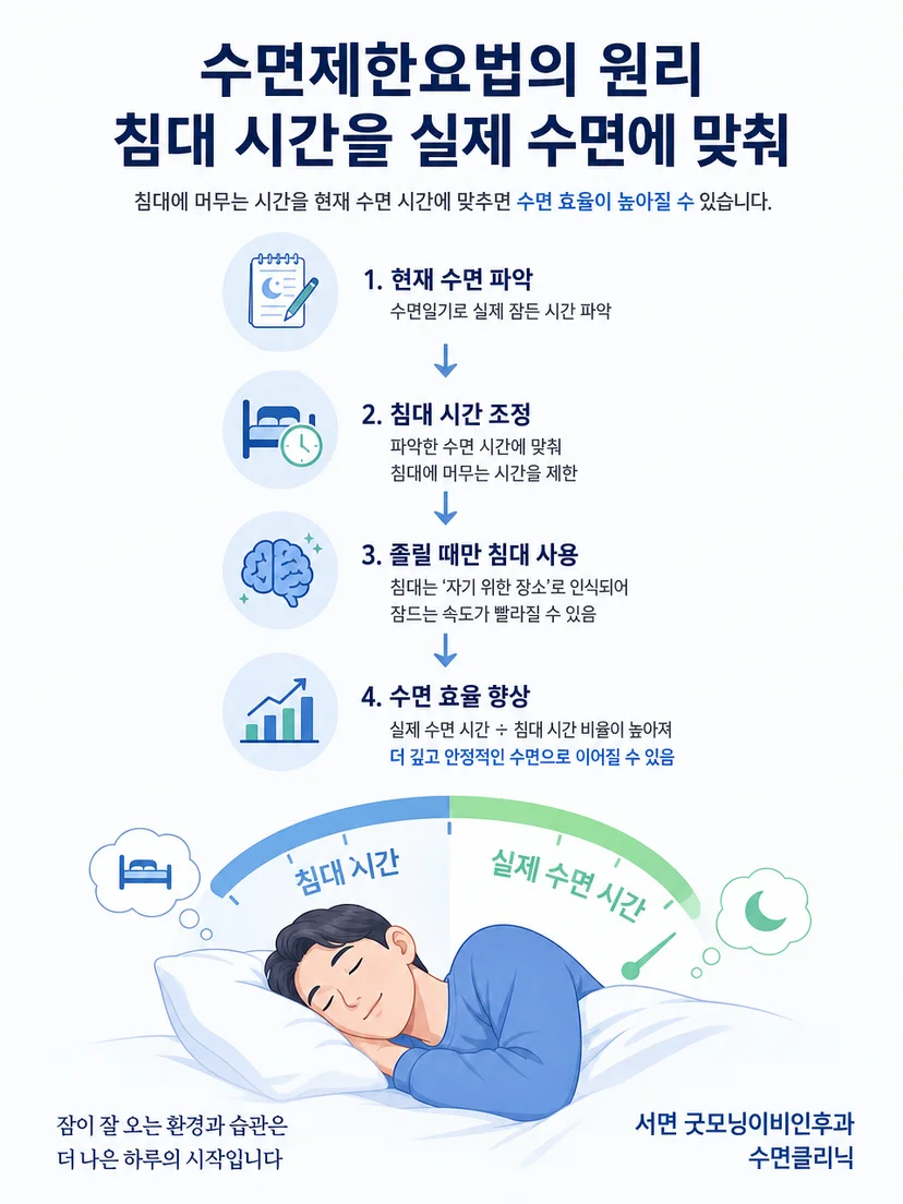 수면일기와 일정한 생활리듬을 이용해 수면 기회를 맞추는 원리