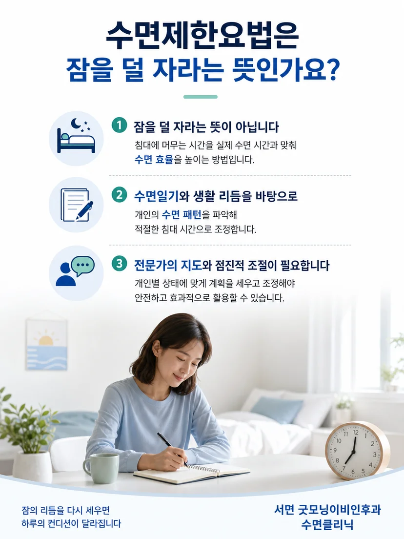 수면일기 작성과 전문가 상담을 요약한 불면 관리 실천 안내