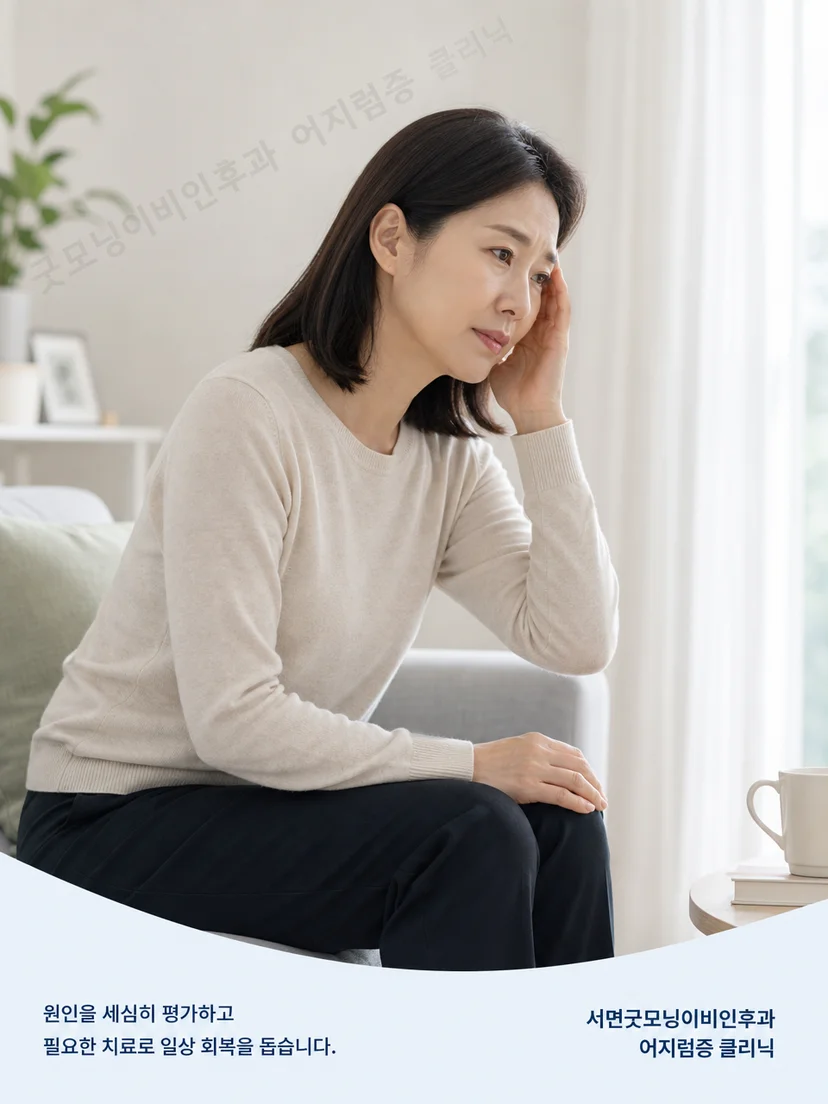 성인 환자가 어지럼 후 남은 흔들림을 느끼는 일상 상황