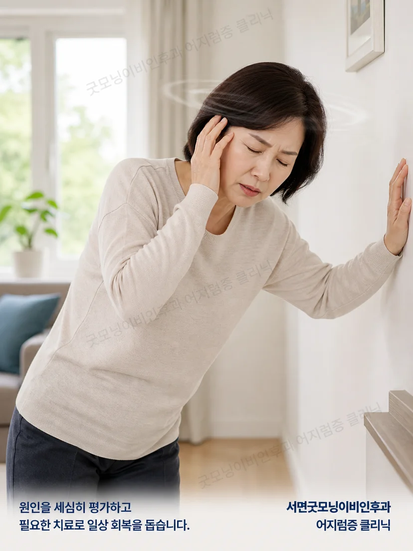 머리 움직임과 보행 중 시야 불편을 느끼는 환자 상황